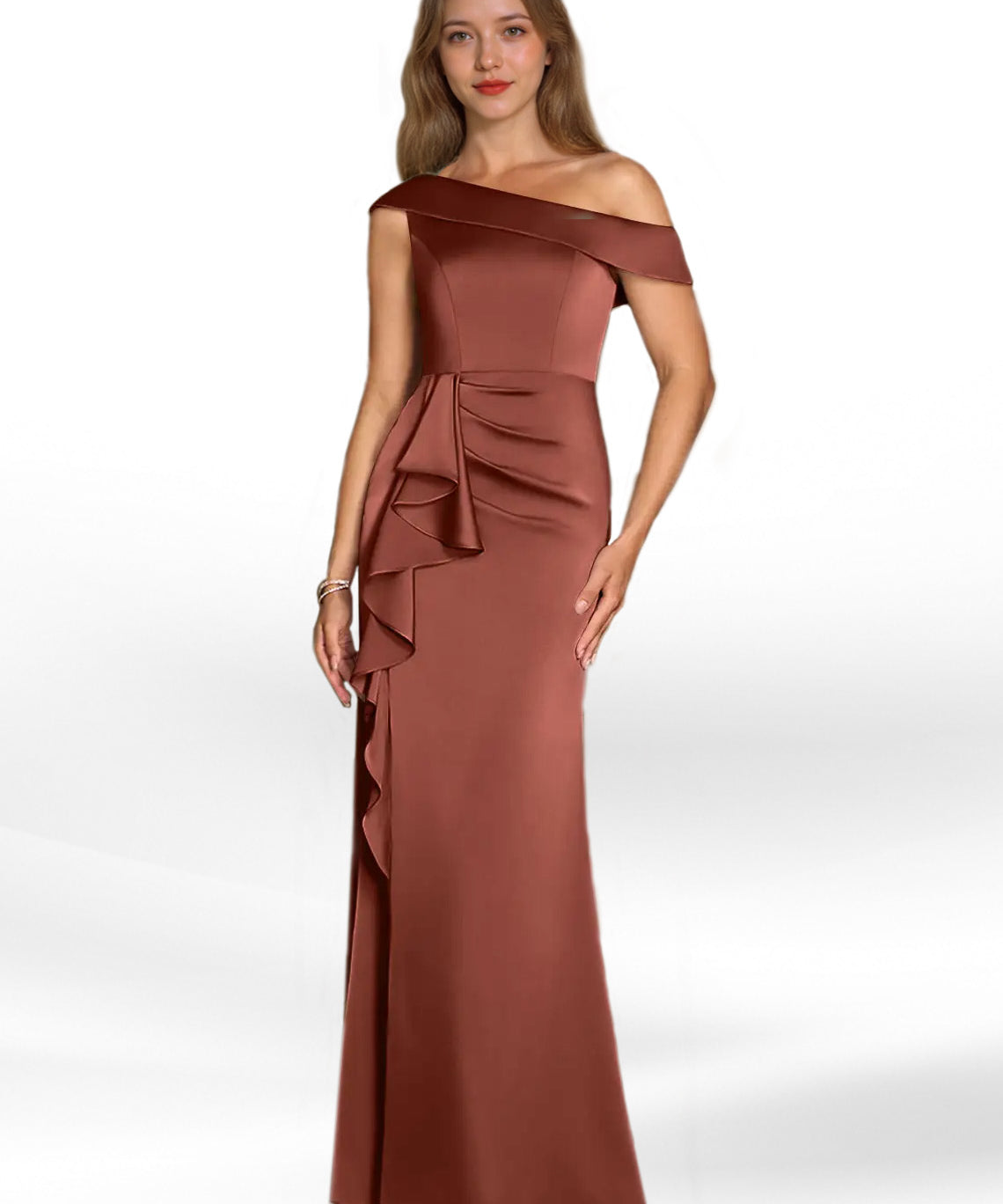 Augday Hamptons A-Line Pleated Stretch Satin Dress