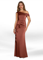 Augday Hamptons A-Line Pleated Stretch Satin Dress