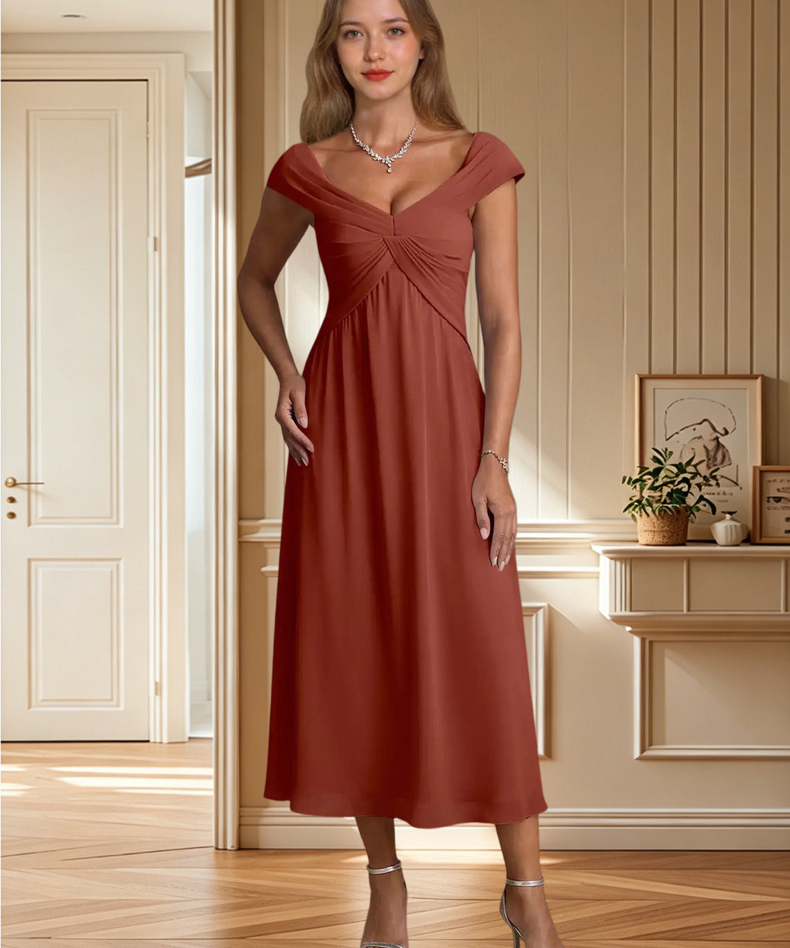 Augday Mirta A-Line Pleated Floral Burnout Dress