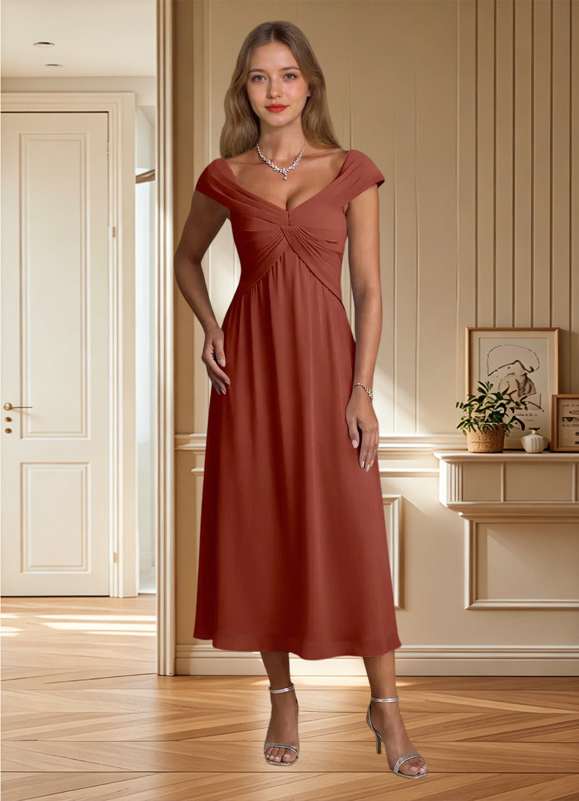 Augday Mirta A-Line Pleated Floral Burnout Dress