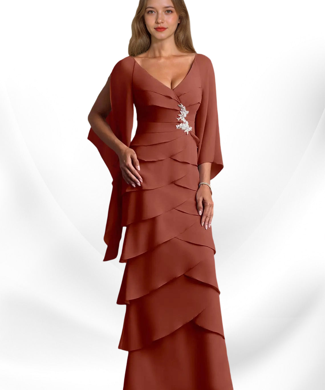Augday Arabinda Sheath Ruched Chiffon Dress