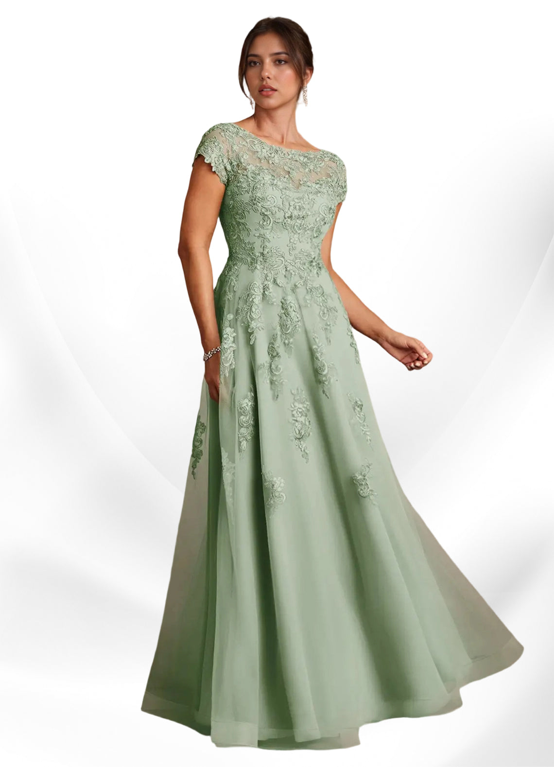 Augday A-Line Lace Chiffon Dress