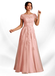 Augday A-Line Lace Chiffon Dress