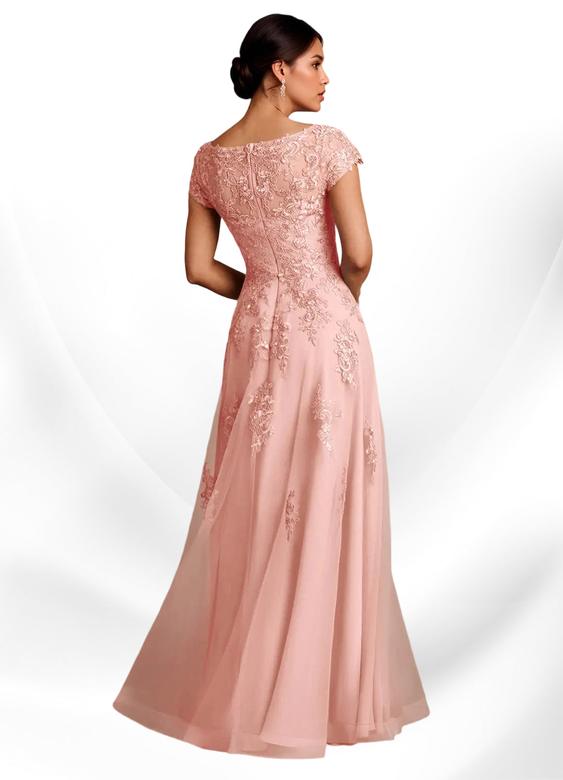 Augday A-Line Lace Chiffon Dress