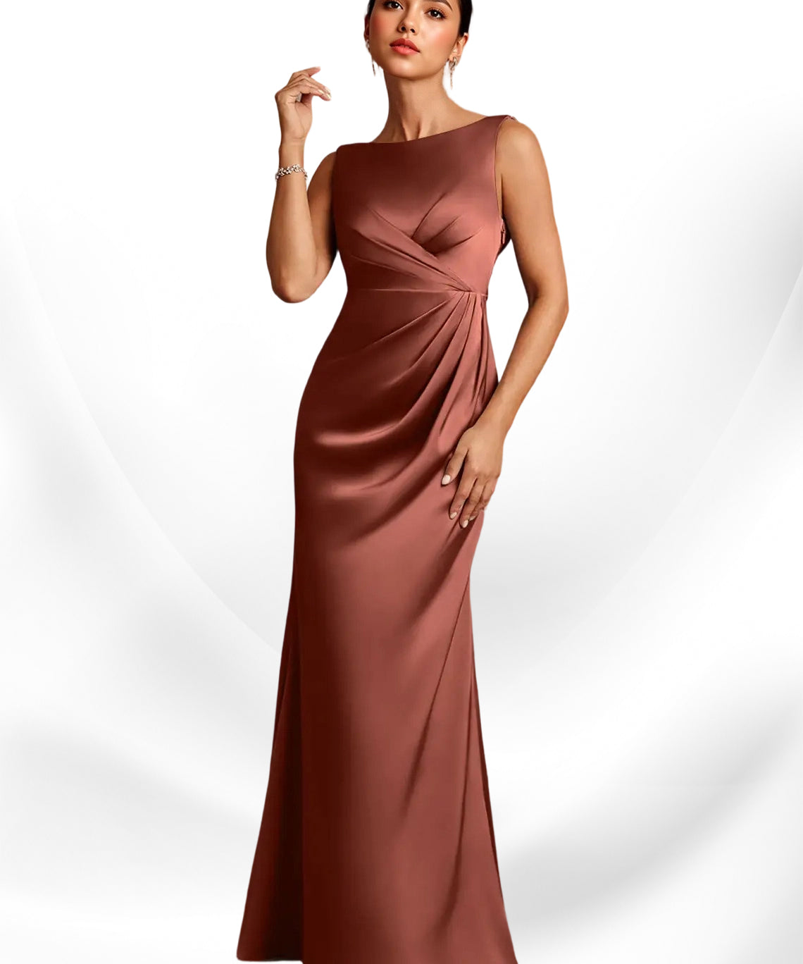 Augday Baltimore A-Line Pleated Stretch Satin Dress