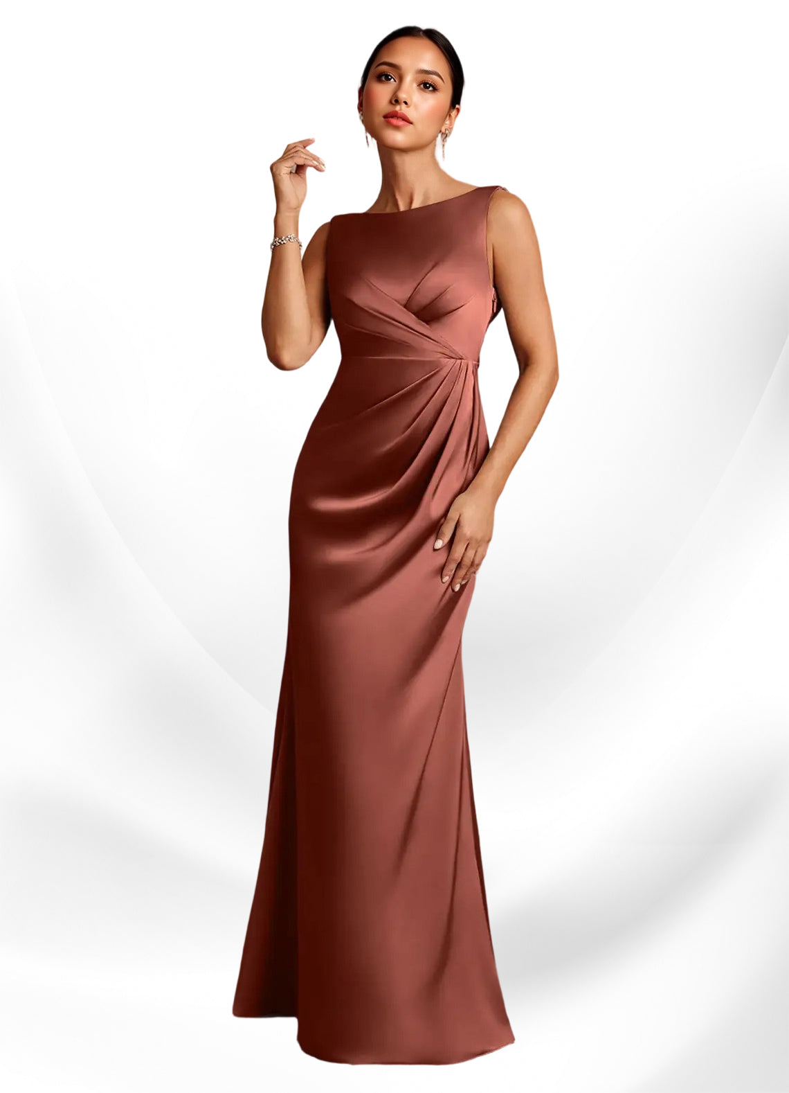 Augday Baltimore A-Line Pleated Stretch Satin Dress