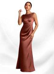 Augday Baltimore A-Line Pleated Stretch Satin Dress