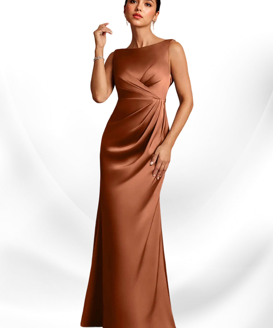 Augday Baltimore A-Line Pleated Stretch Satin Dress