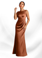 Augday Baltimore A-Line Pleated Stretch Satin Dress