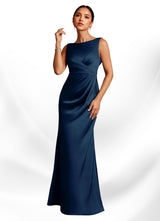 Augday Baltimore A-Line Pleated Stretch Satin Dress