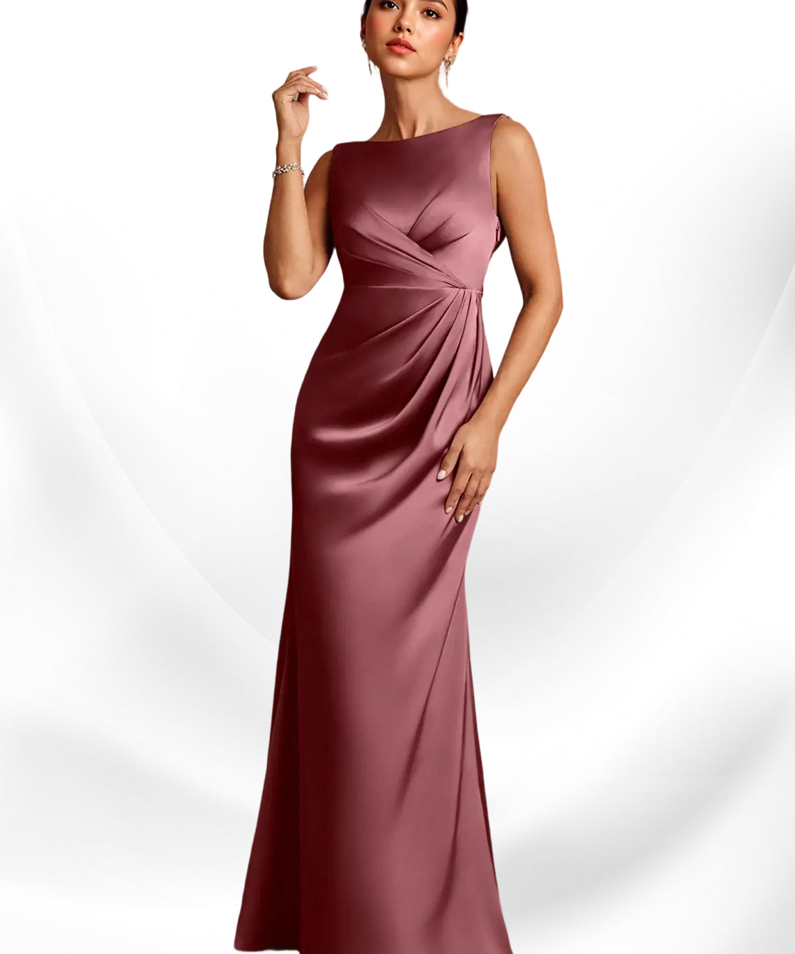 Augday Baltimore A-Line Pleated Stretch Satin Dress