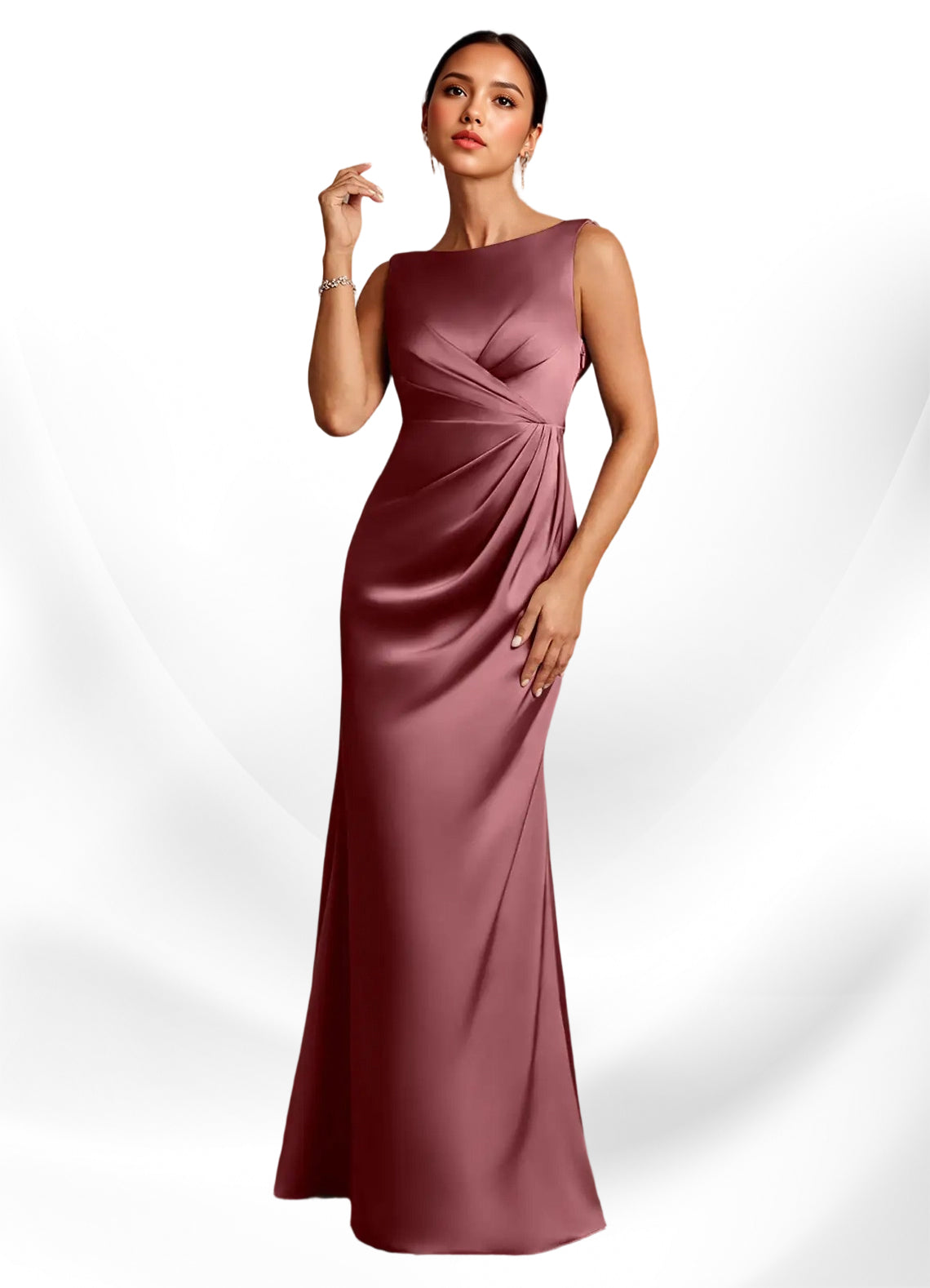 Augday Baltimore A-Line Pleated Stretch Satin Dress