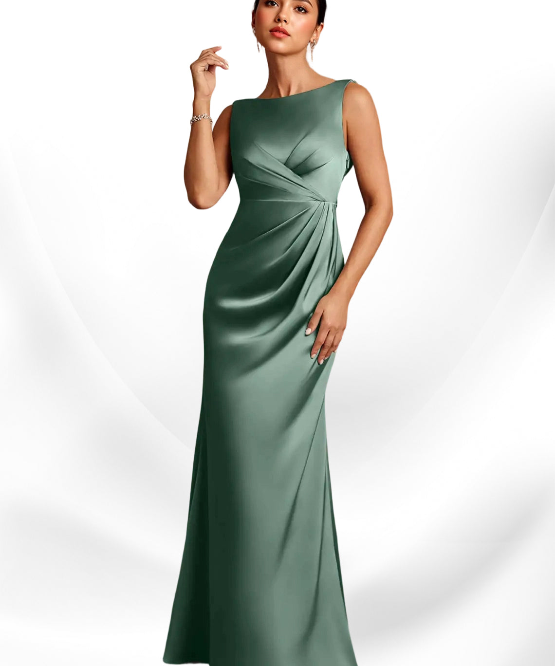 Augday Baltimore A-Line Pleated Stretch Satin Dress