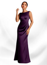 Augday Baltimore A-Line Pleated Stretch Satin Dress