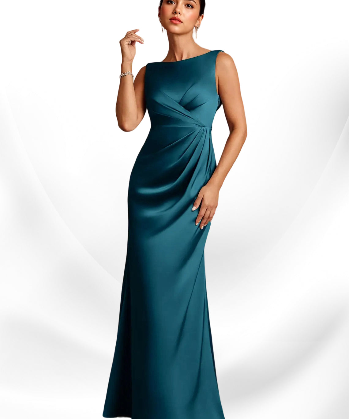 Augday Baltimore A-Line Pleated Stretch Satin Dress