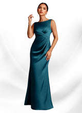 Augday Baltimore A-Line Pleated Stretch Satin Dress