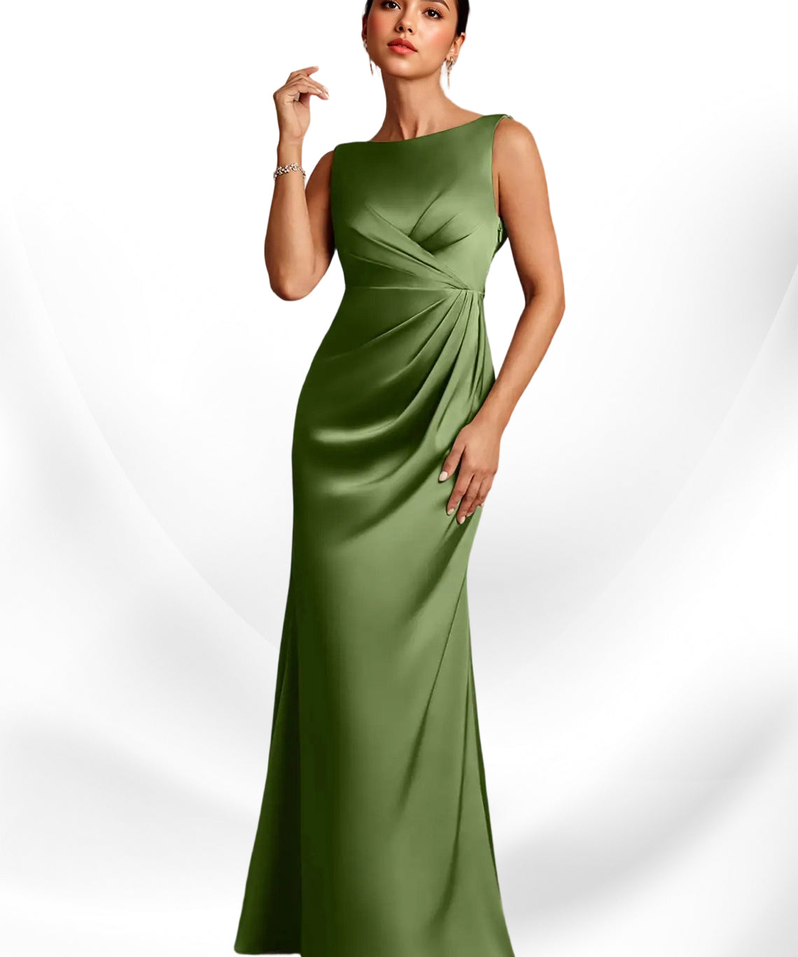 Augday Baltimore A-Line Pleated Stretch Satin Dress