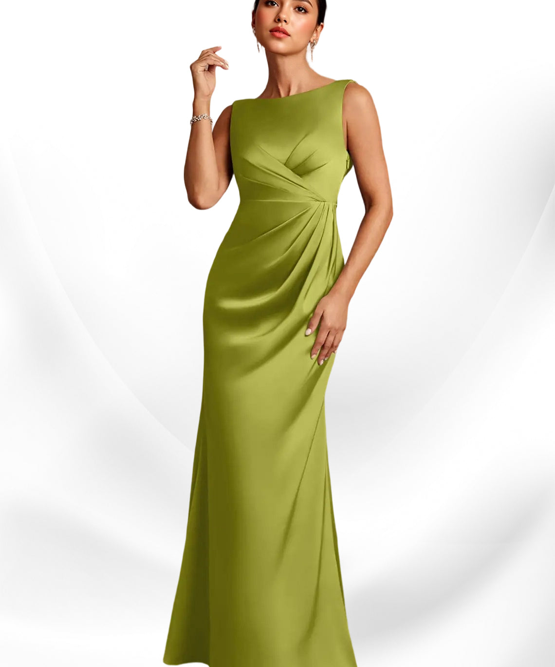 Augday Baltimore A-Line Pleated Stretch Satin Dress