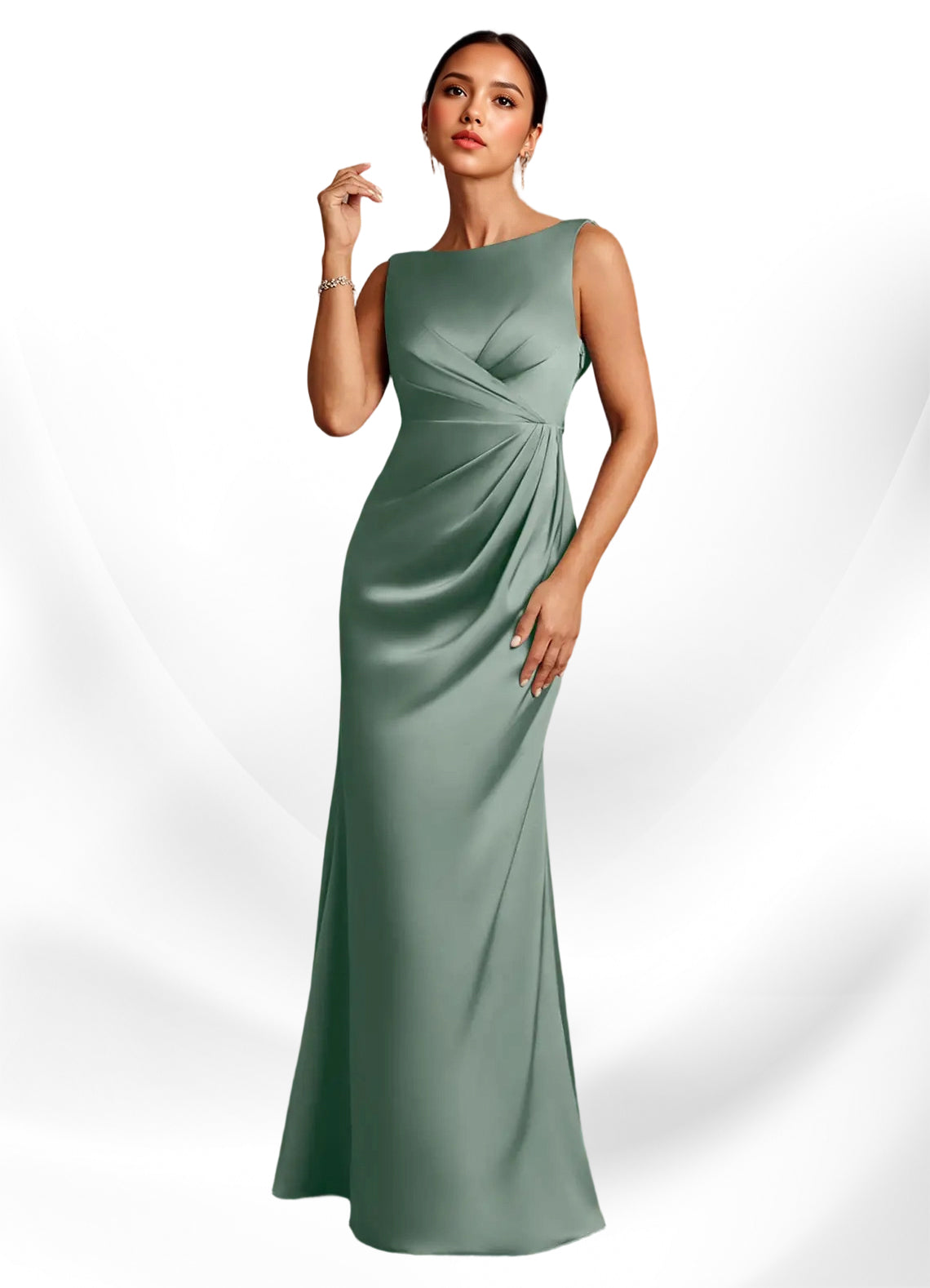 Augday Baltimore A-Line Pleated Stretch Satin Dress
