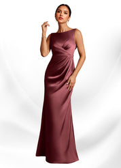 Augday Baltimore A-Line Pleated Stretch Satin Dress