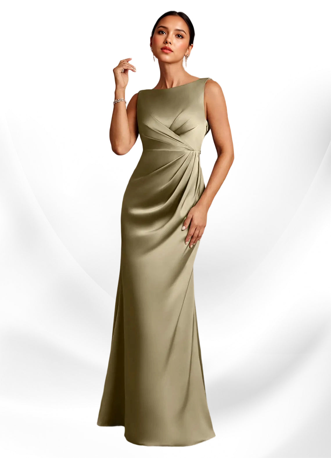 Augday Baltimore A-Line Pleated Stretch Satin Dress