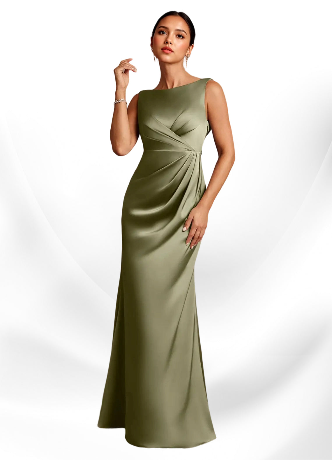 Augday Baltimore A-Line Pleated Stretch Satin Dress