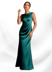 Augday Baltimore A-Line Pleated Stretch Satin Dress