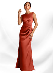 Augday Baltimore A-Line Pleated Stretch Satin Dress