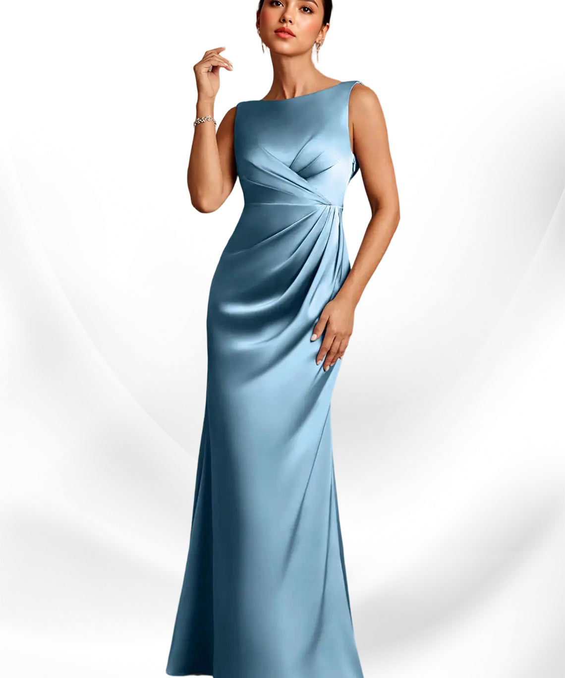 Augday Baltimore A-Line Pleated Stretch Satin Dress
