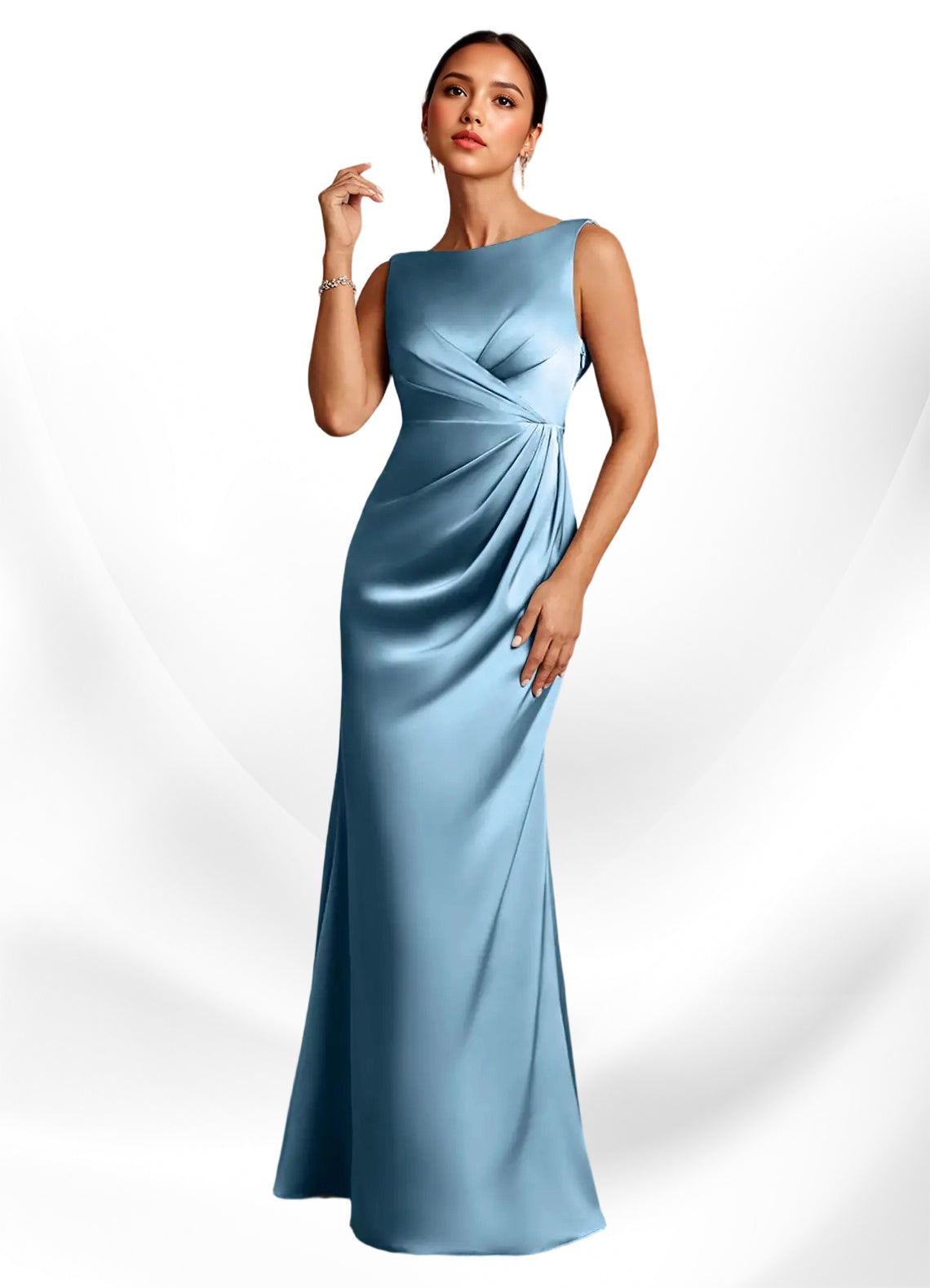 Augday Baltimore A-Line Pleated Stretch Satin Dress