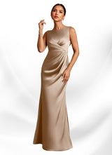 Augday Baltimore A-Line Pleated Stretch Satin Dress