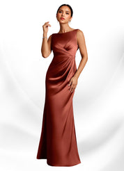 Augday Baltimore A-Line Pleated Stretch Satin Dress