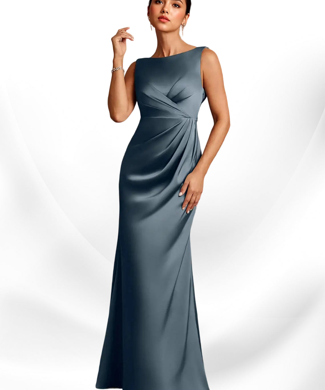 Augday Baltimore A-Line Pleated Stretch Satin Dress