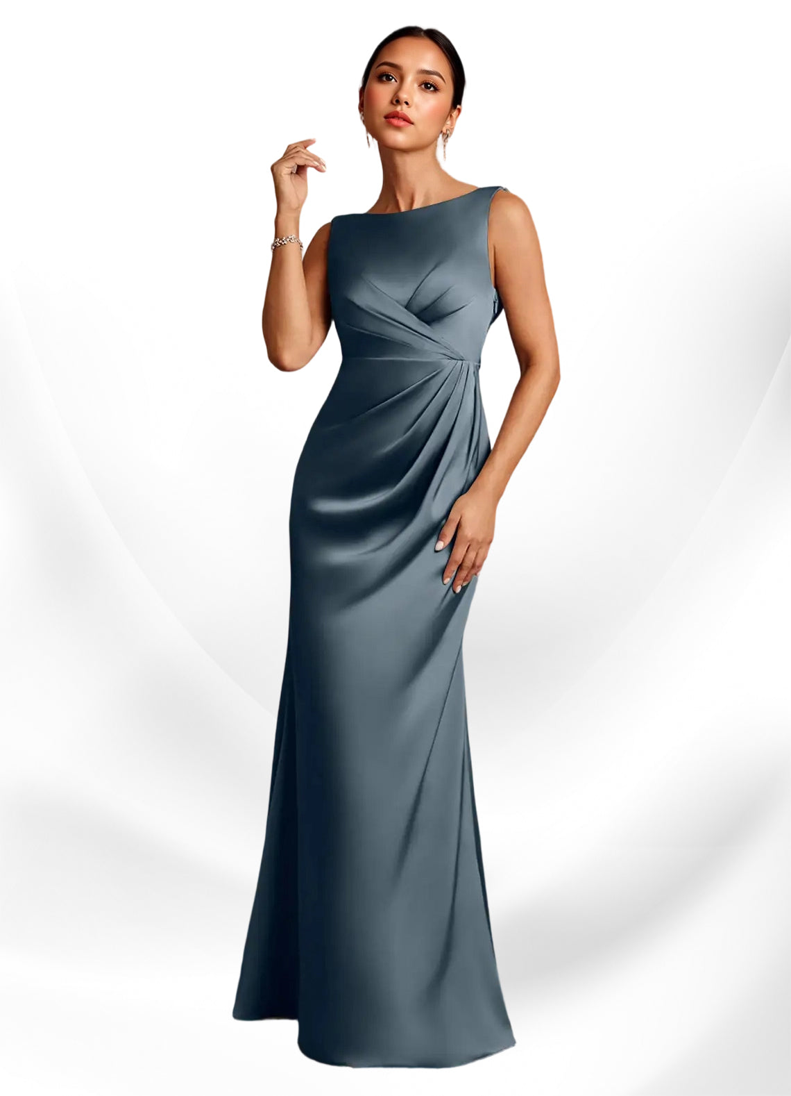 Augday Baltimore A-Line Pleated Stretch Satin Dress