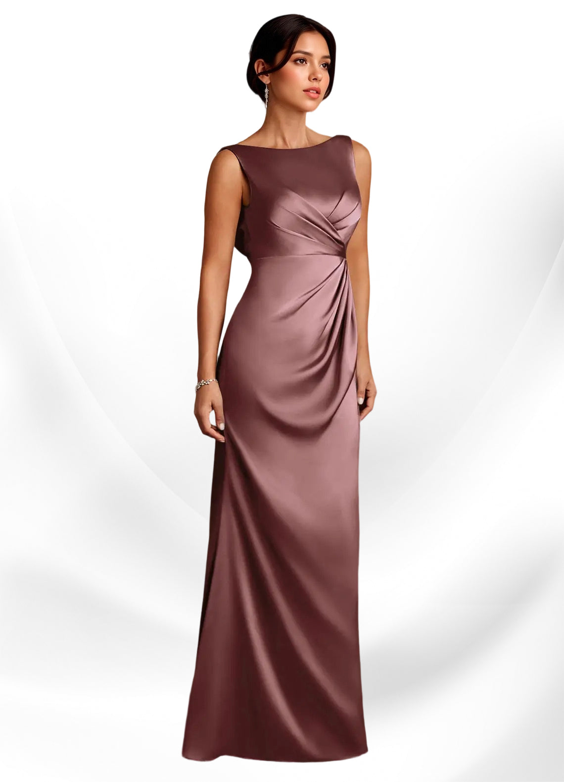 Augday Baltimore A-Line Pleated Stretch Satin Dress
