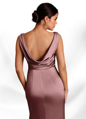 Augday Baltimore A-Line Pleated Stretch Satin Dress