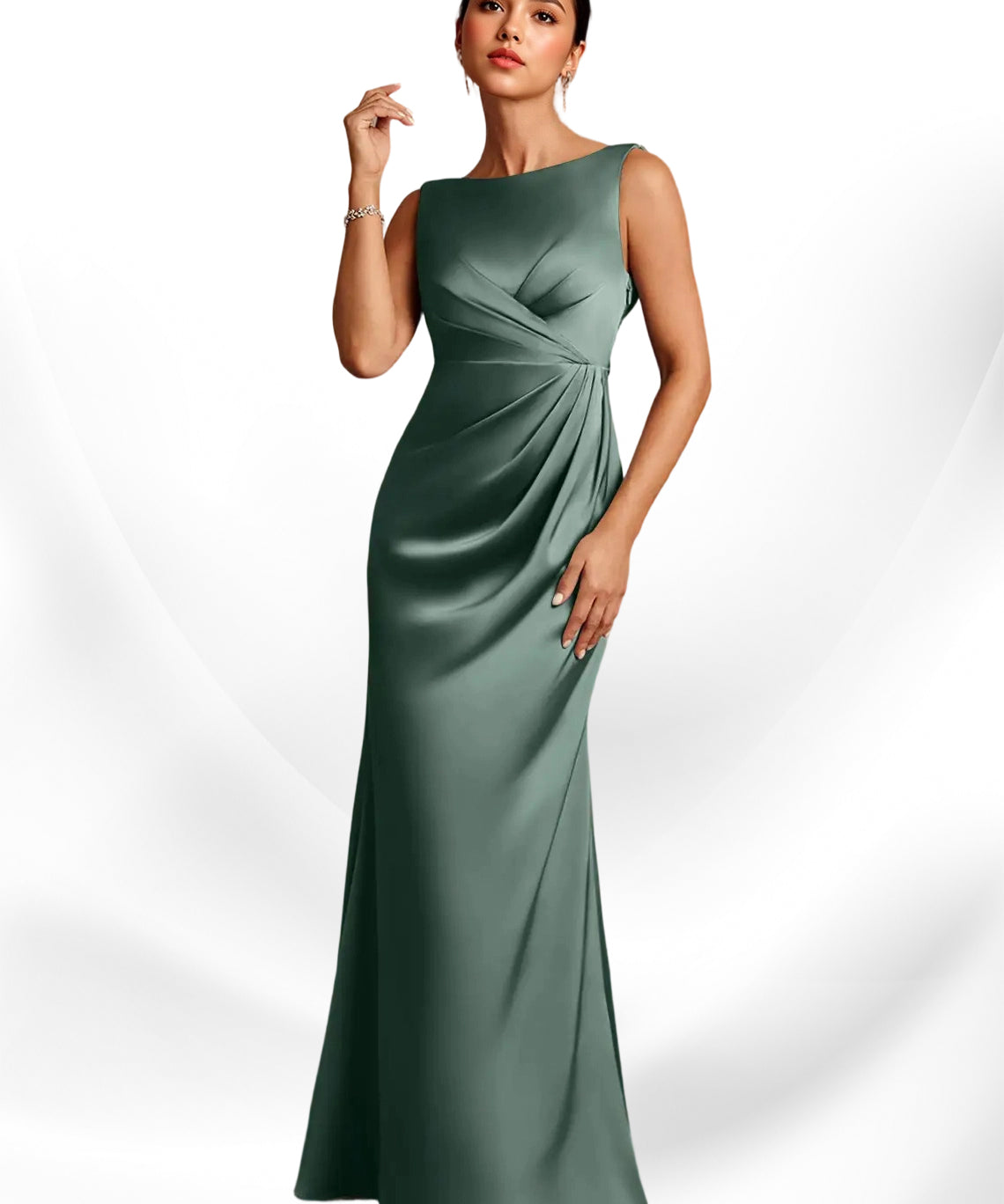 Augday Baltimore A-Line Pleated Stretch Satin Dress
