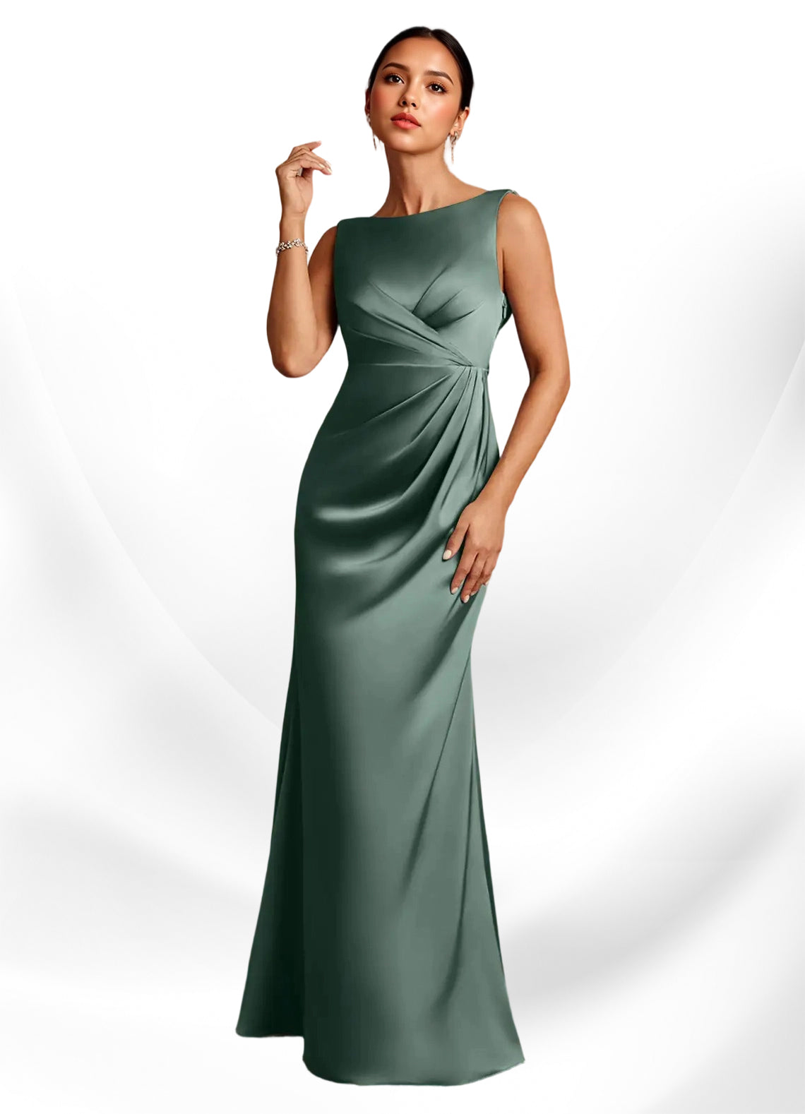Augday Baltimore A-Line Pleated Stretch Satin Dress