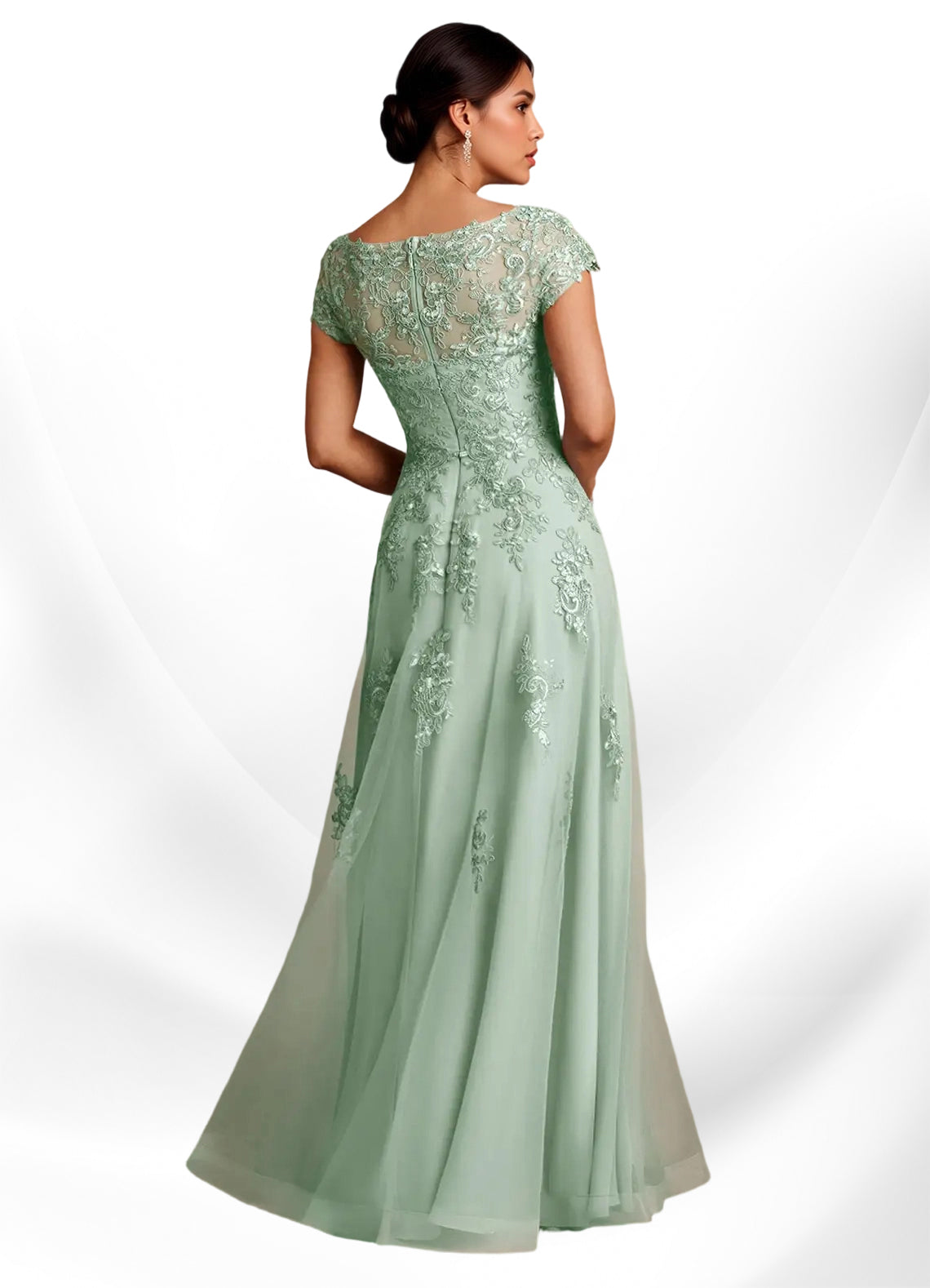 Augday A-Line Lace Chiffon Dress