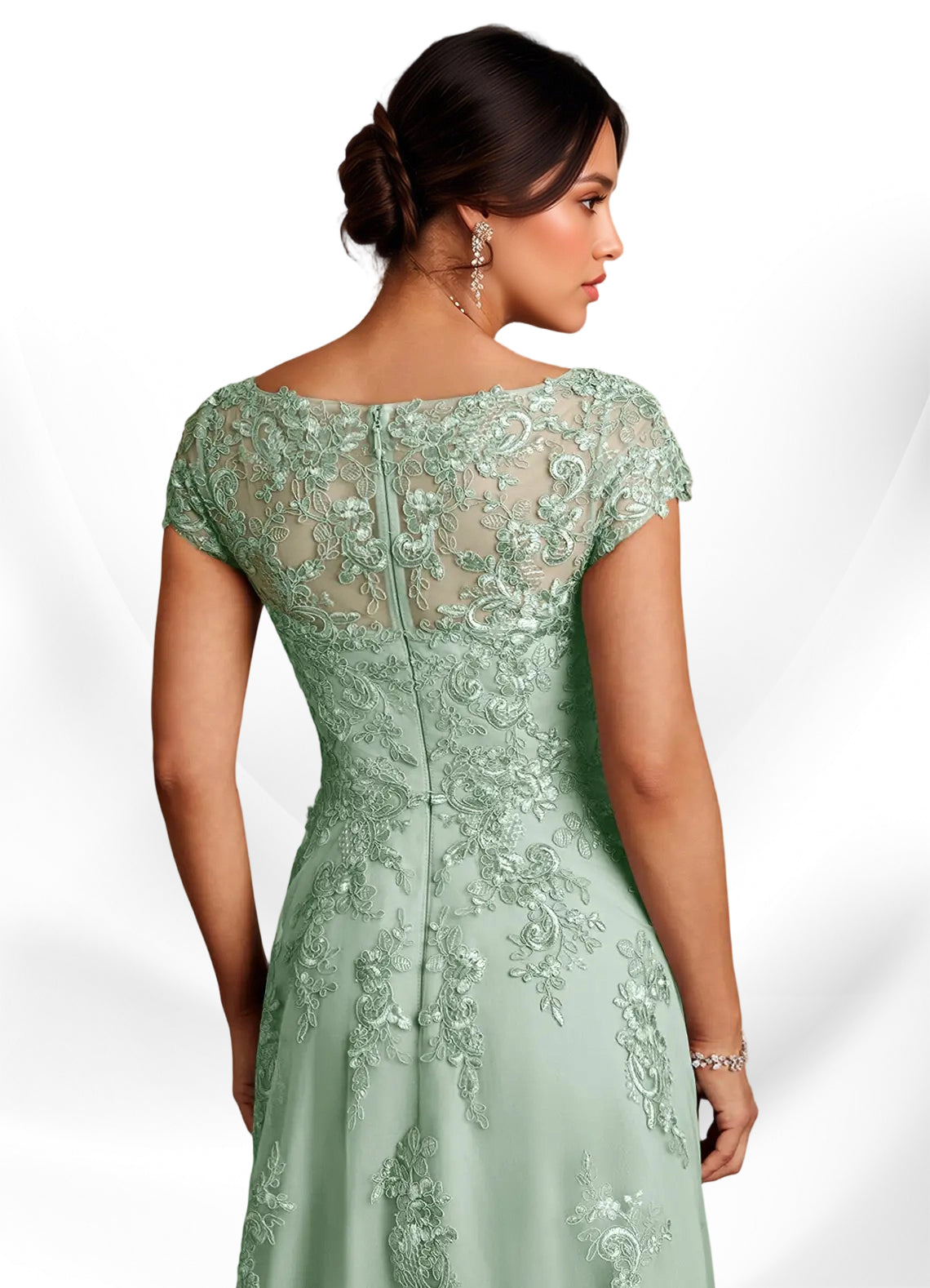 Augday A-Line Lace Chiffon Dress