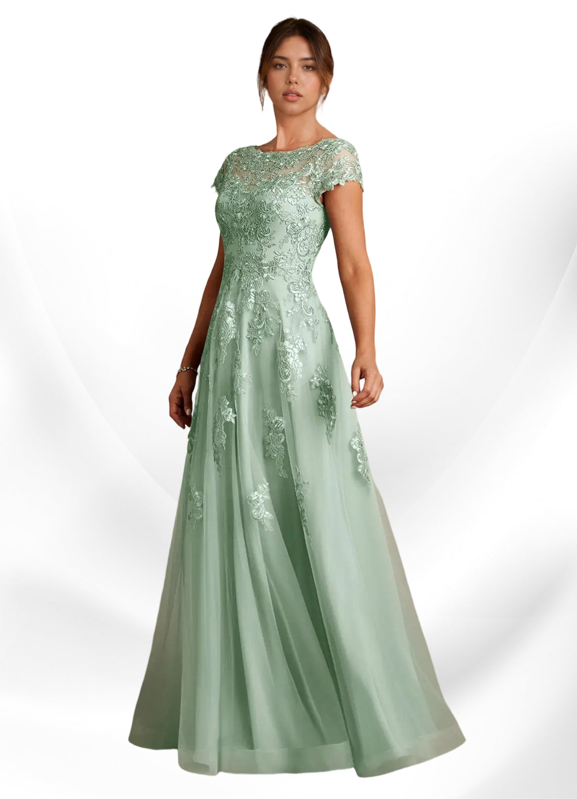 Augday A-Line Lace Chiffon Dress