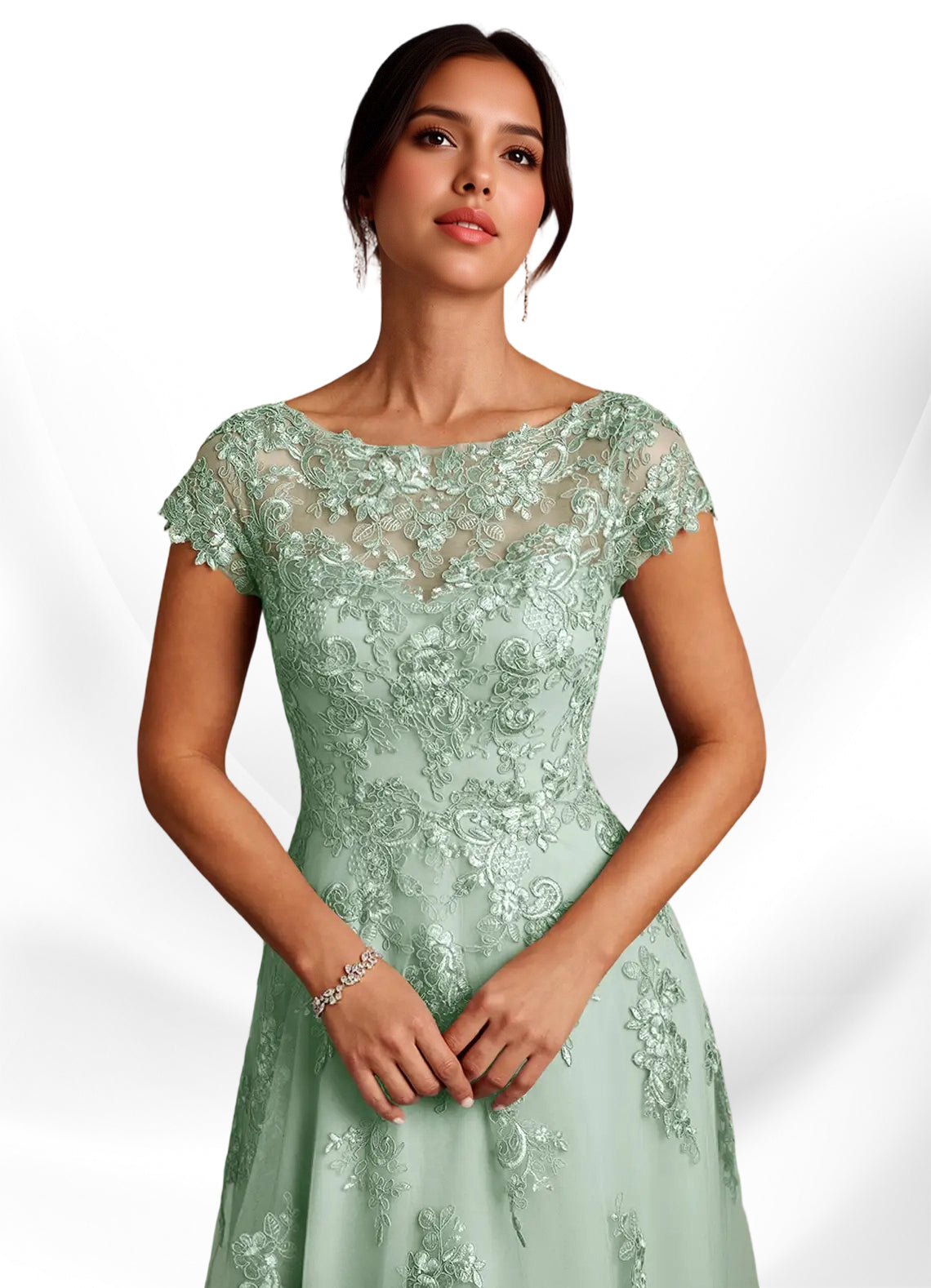 Augday A-Line Lace Chiffon Dress