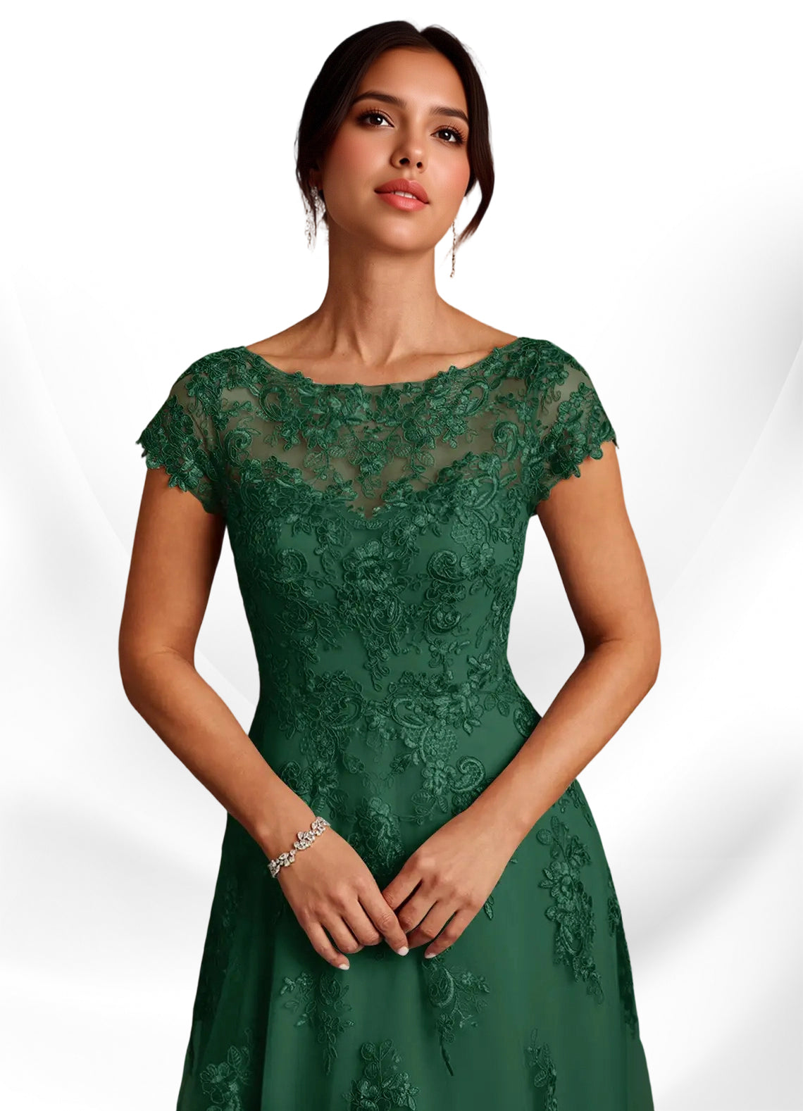 Augday A-Line Lace Chiffon Dress