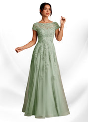 Augday A-Line Lace Chiffon Dress