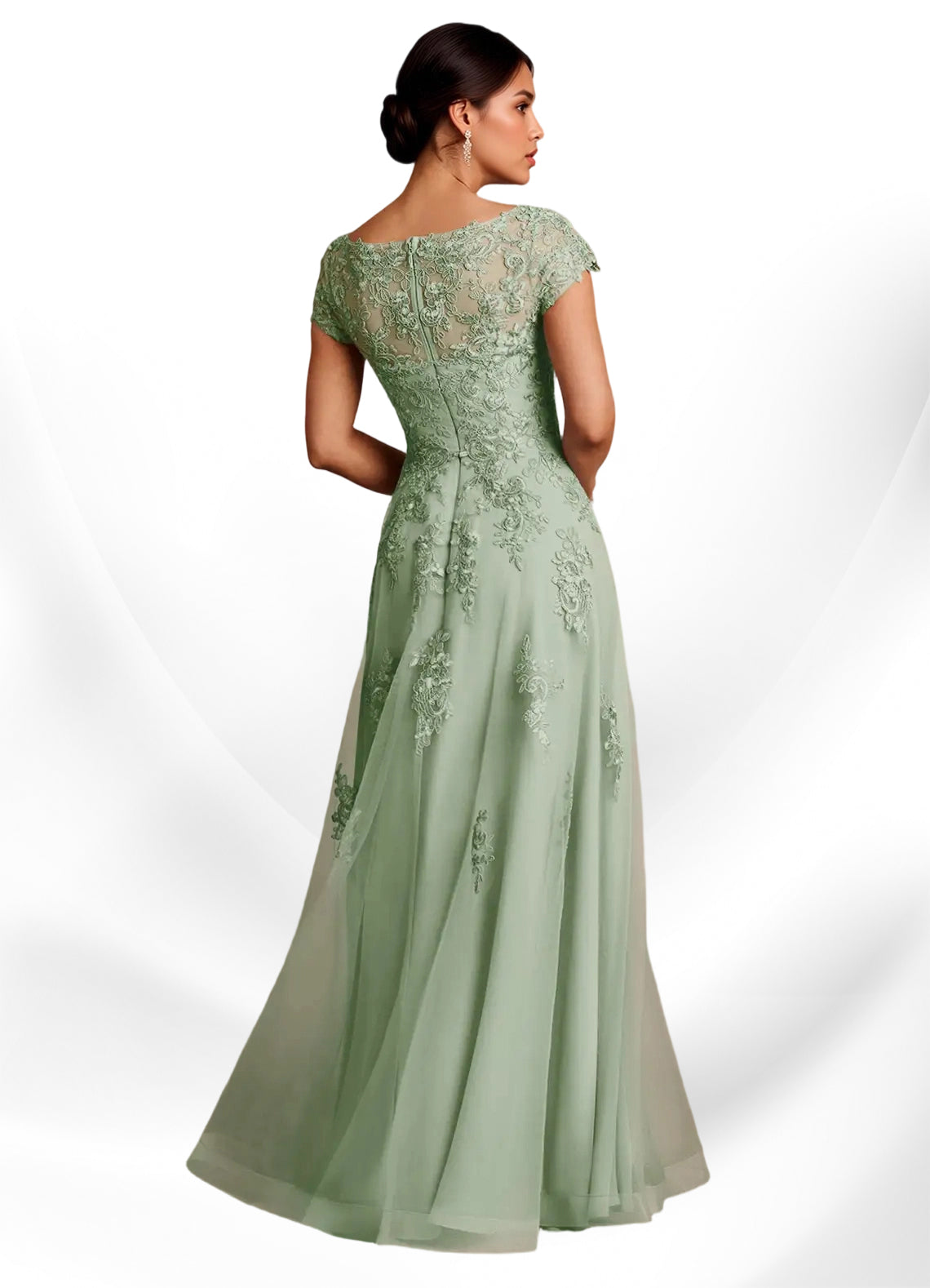 Augday A-Line Lace Chiffon Dress