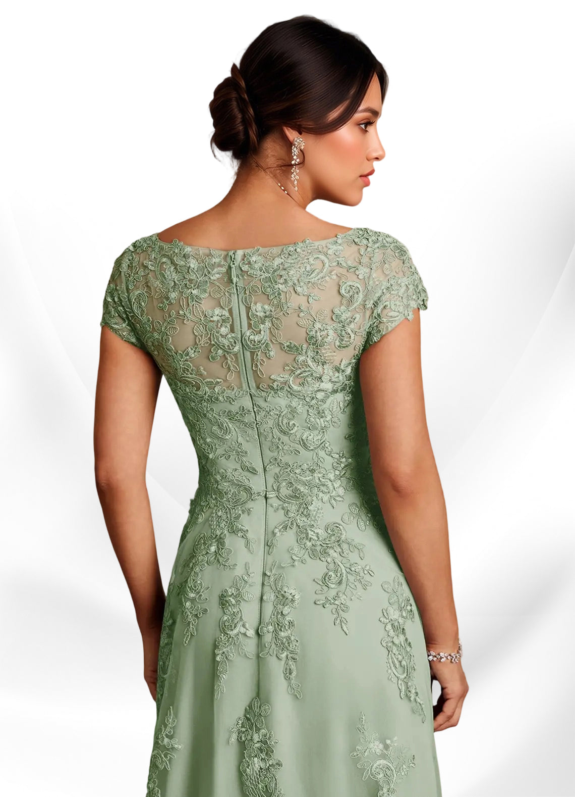 Augday A-Line Lace Chiffon Dress