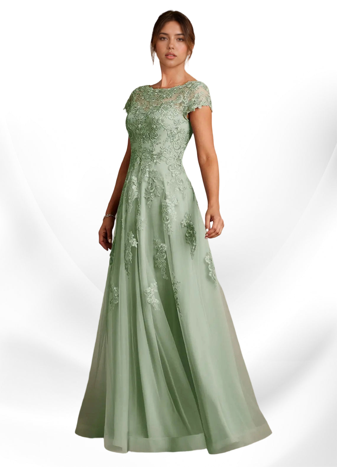 Augday A-Line Lace Chiffon Dress