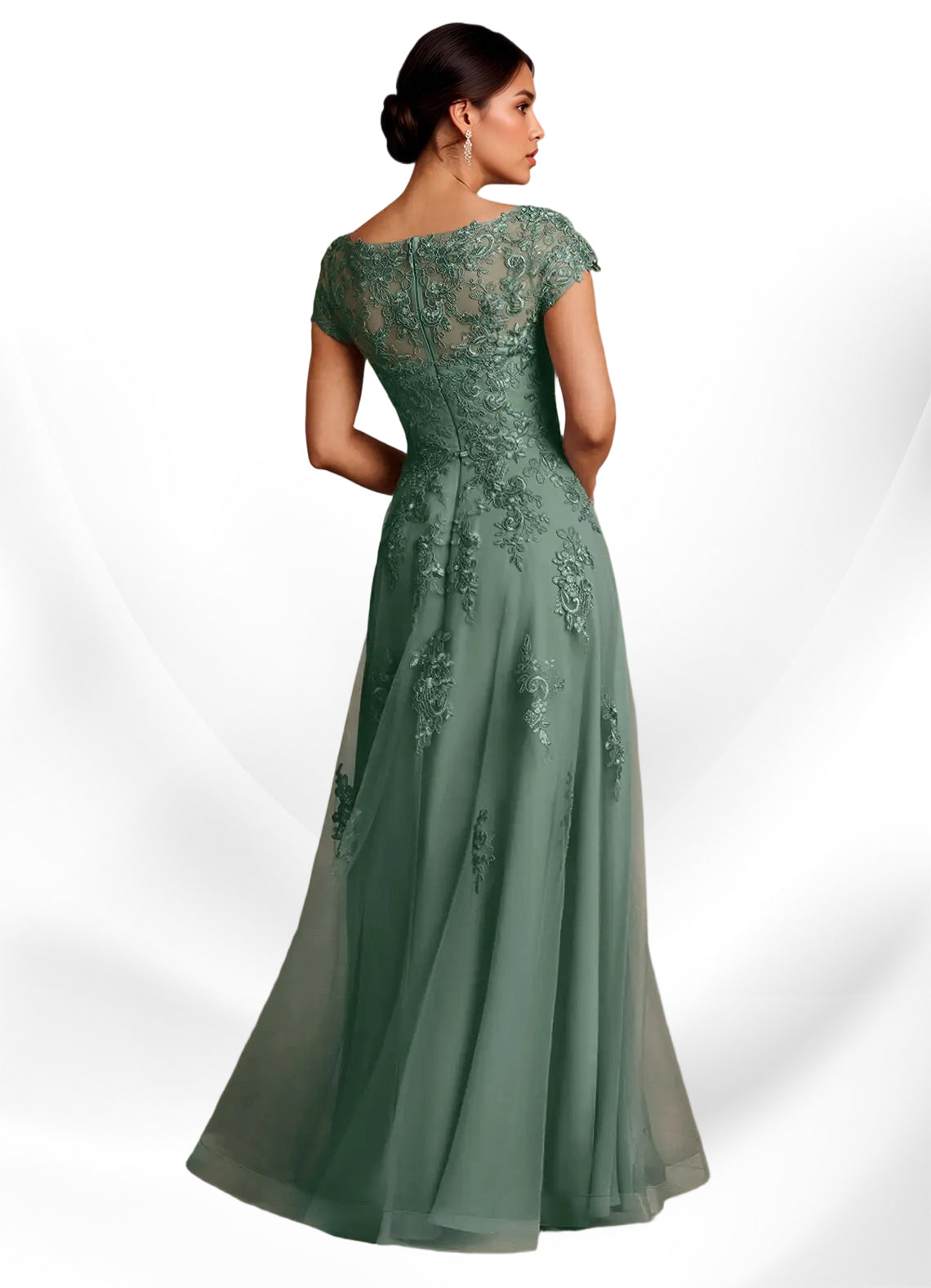 Augday A-Line Lace Chiffon Dress