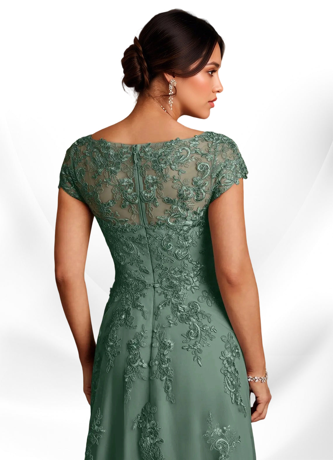 Augday A-Line Lace Chiffon Dress