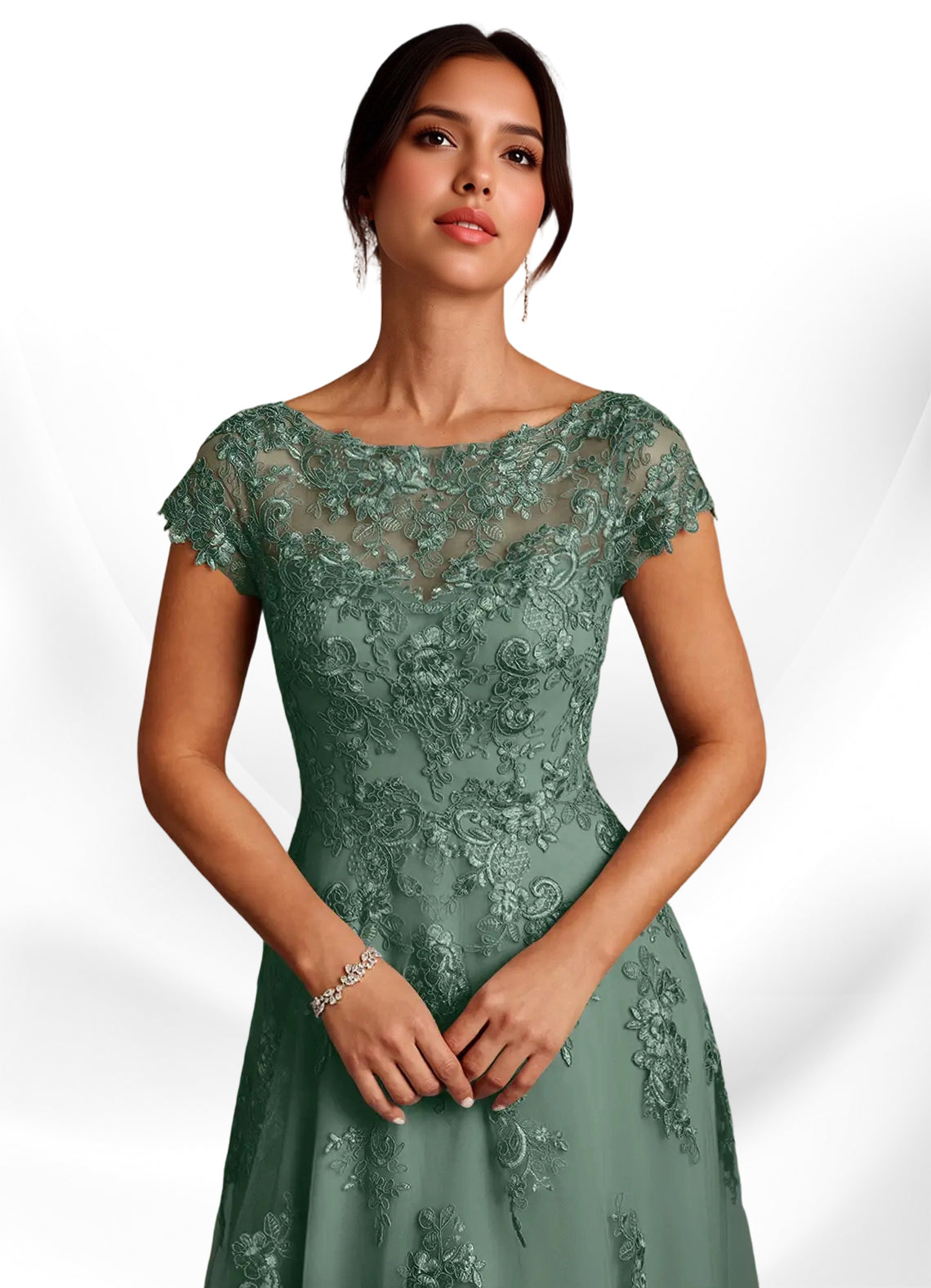 Augday A-Line Lace Chiffon Dress